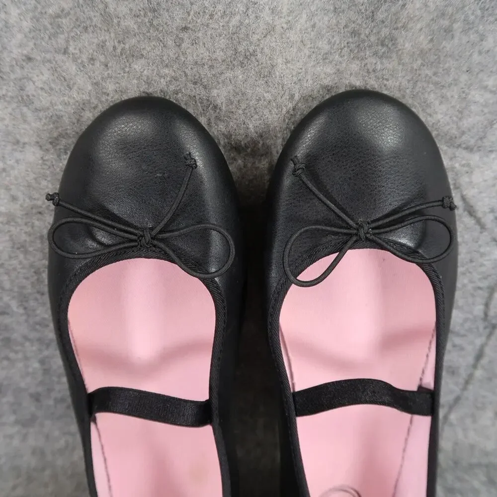 Wonder Nation Shoes Kids 4 Ballet Flats Bow Black Foot Strap Classic Girls Dress